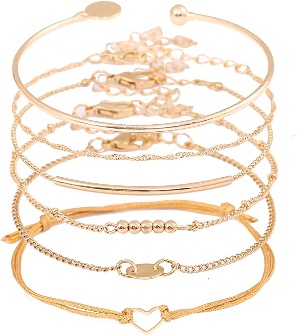 XOCARTIGE Layered Bracelet Set Assorted Beaded Bracelet Multiple Stackable Wrap Bangle Jewelry Adjustable - Image 1